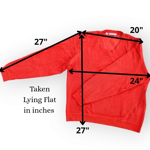 Cutter & Buck Men's V-Neck Long-Sleeve Sweater - Vibrant Orange Red Size L/G - Picture 11 of 12